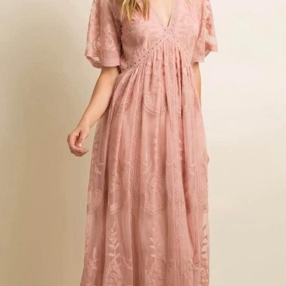 Pink blush maternity dress, color matched actual photos not model pics from web - Picture 4 of 6